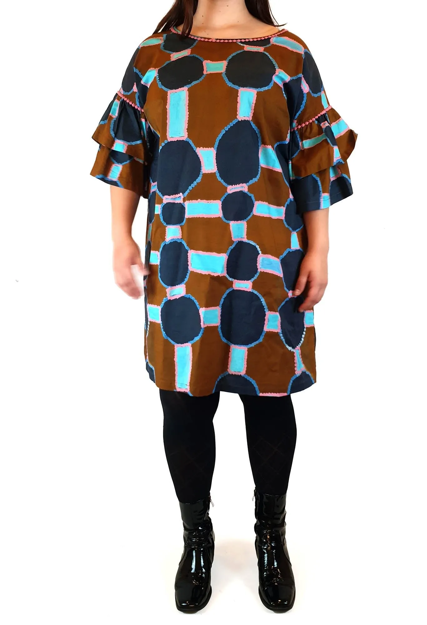 Gorman   Mangkaja earthy toned half sleeve dress size 14