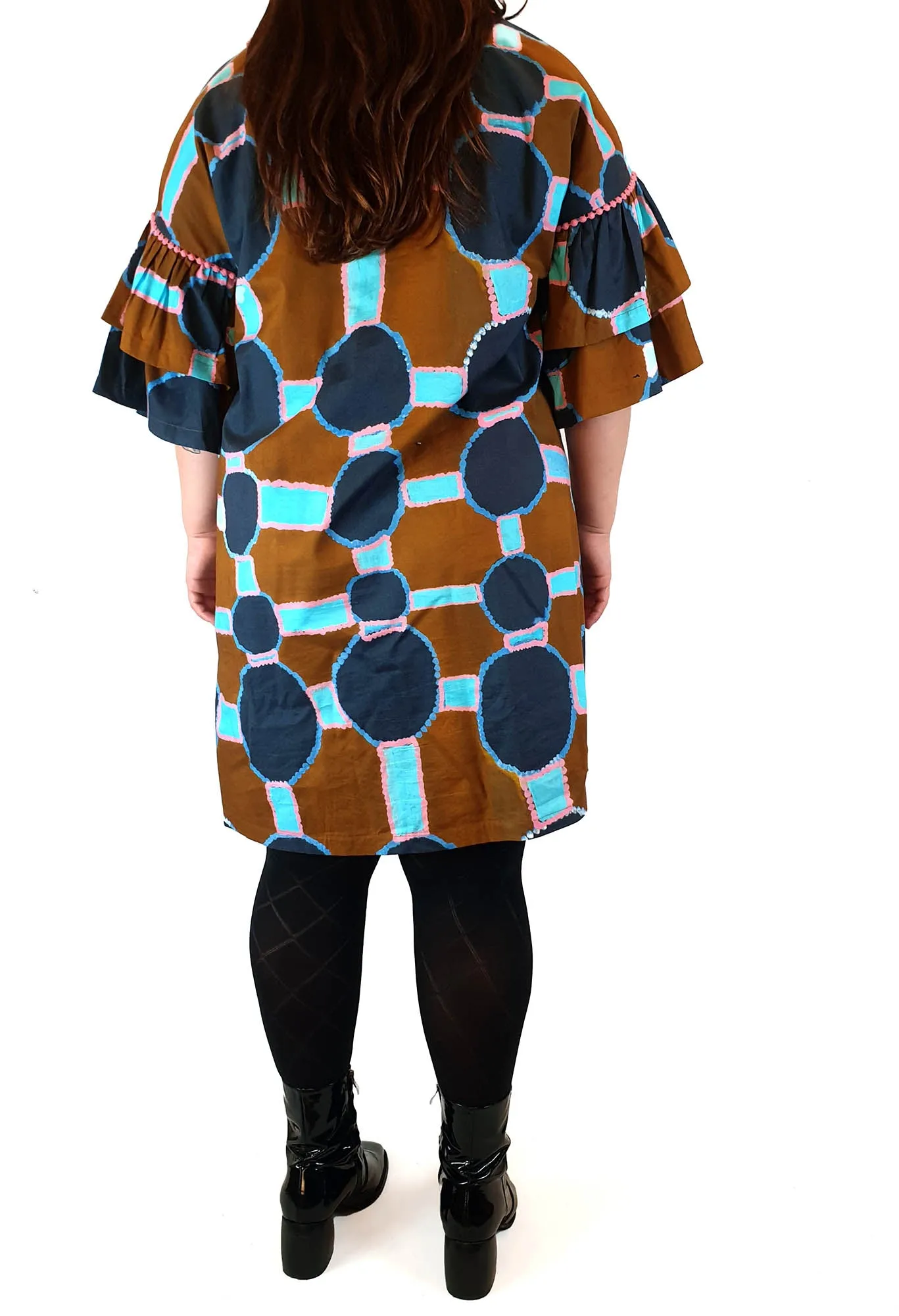 Gorman   Mangkaja earthy toned half sleeve dress size 14
