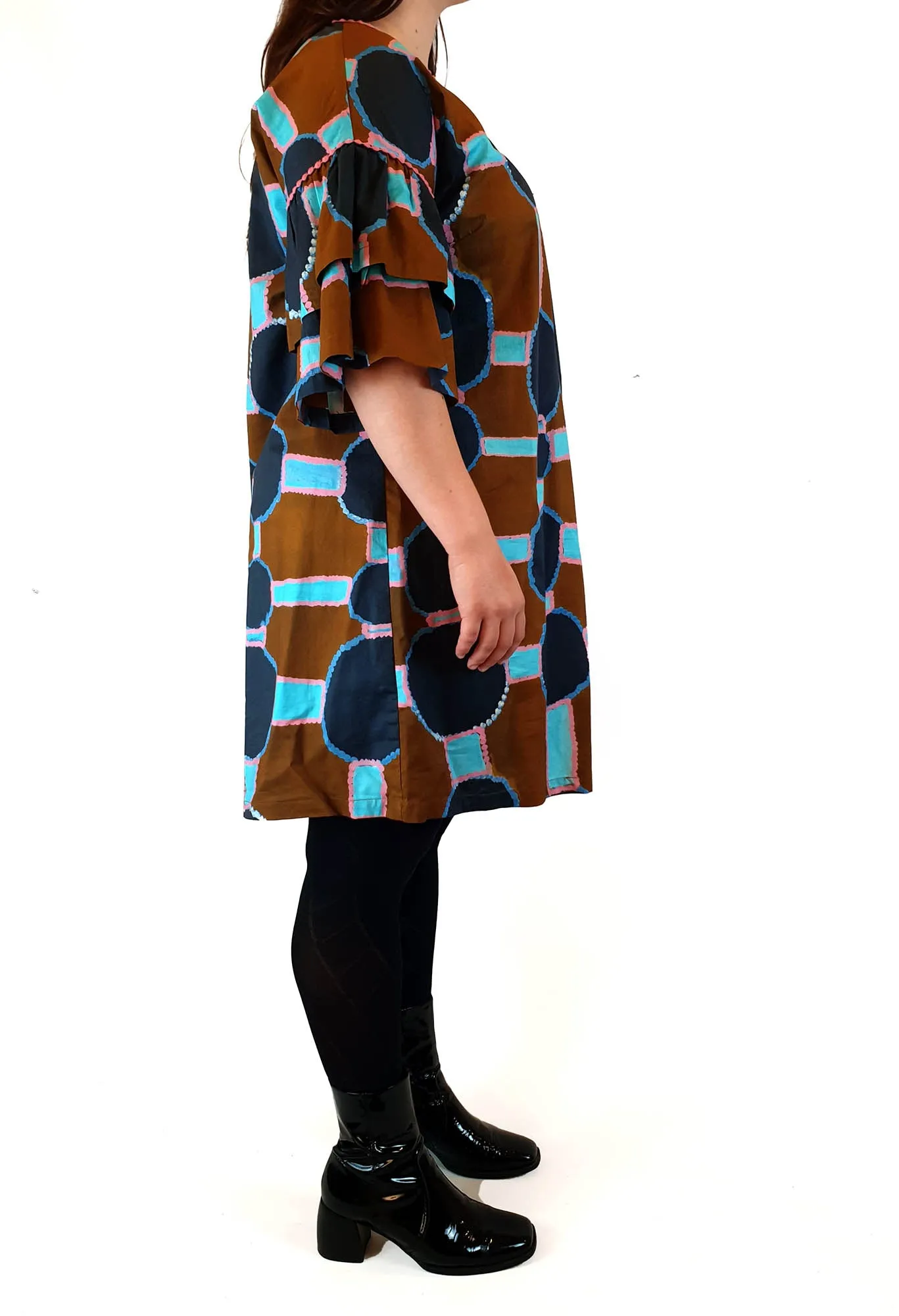 Gorman   Mangkaja earthy toned half sleeve dress size 14