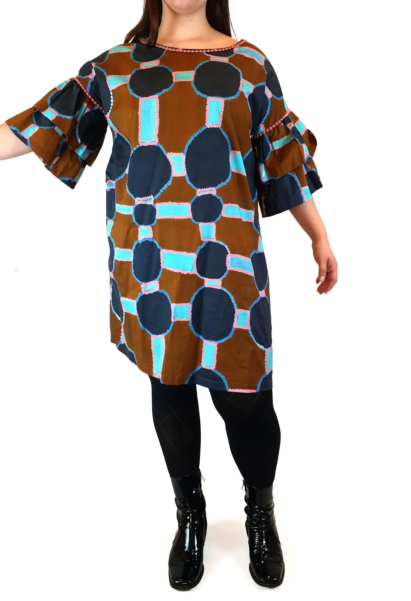 Gorman   Mangkaja earthy toned half sleeve dress size 14