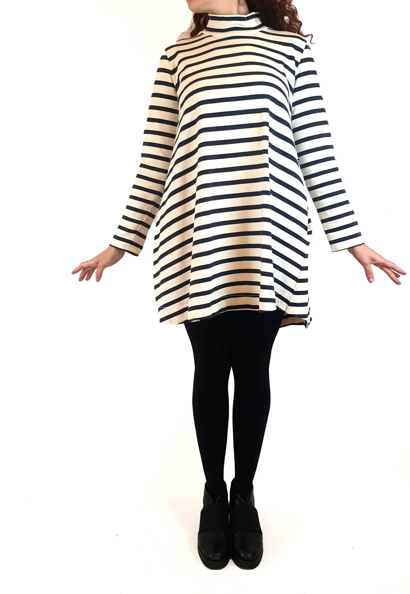 Gorman navy and white striped long sleeve dress size 10