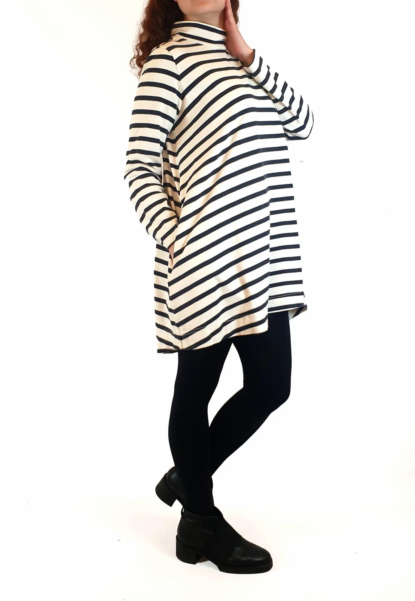 Gorman navy and white striped long sleeve dress size 10
