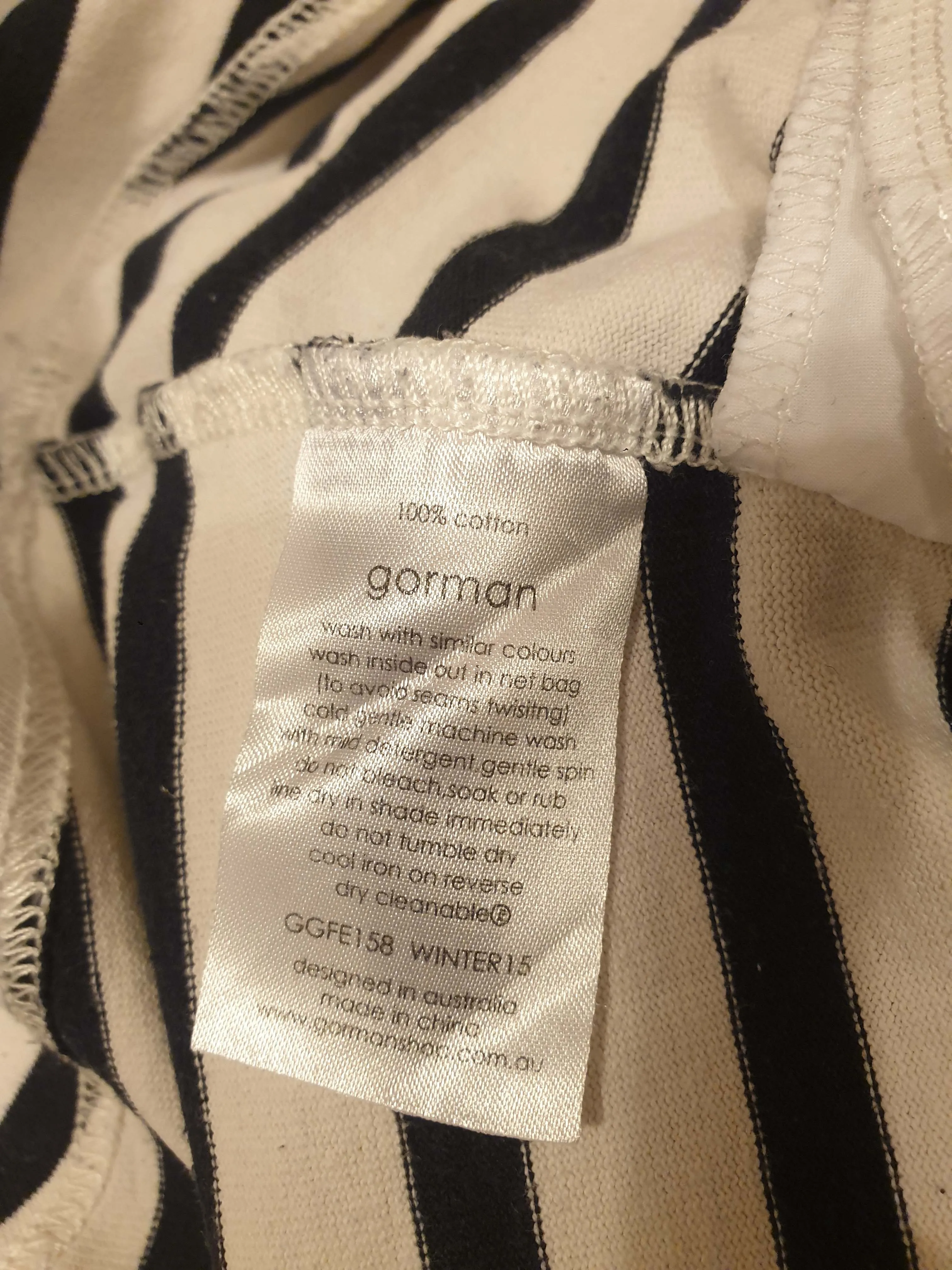 Gorman navy and white striped long sleeve dress size 10