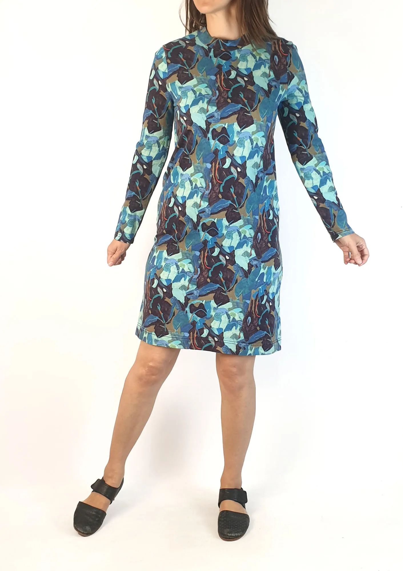 Gorman   Rebekah Callaghan blue print long sleeve dress size 8