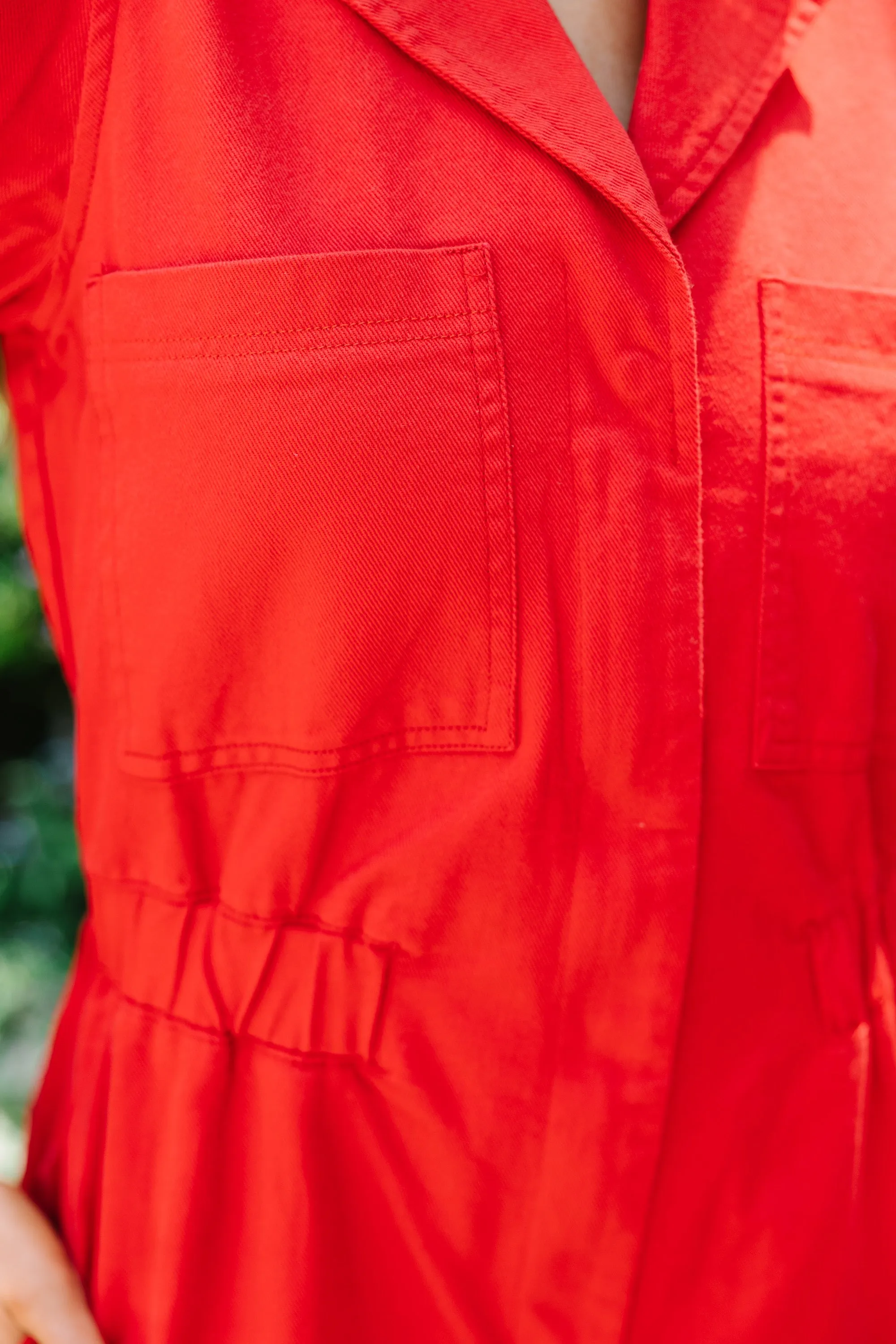Got It All Red Cotton Romper