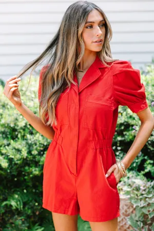 Got It All Red Cotton Romper