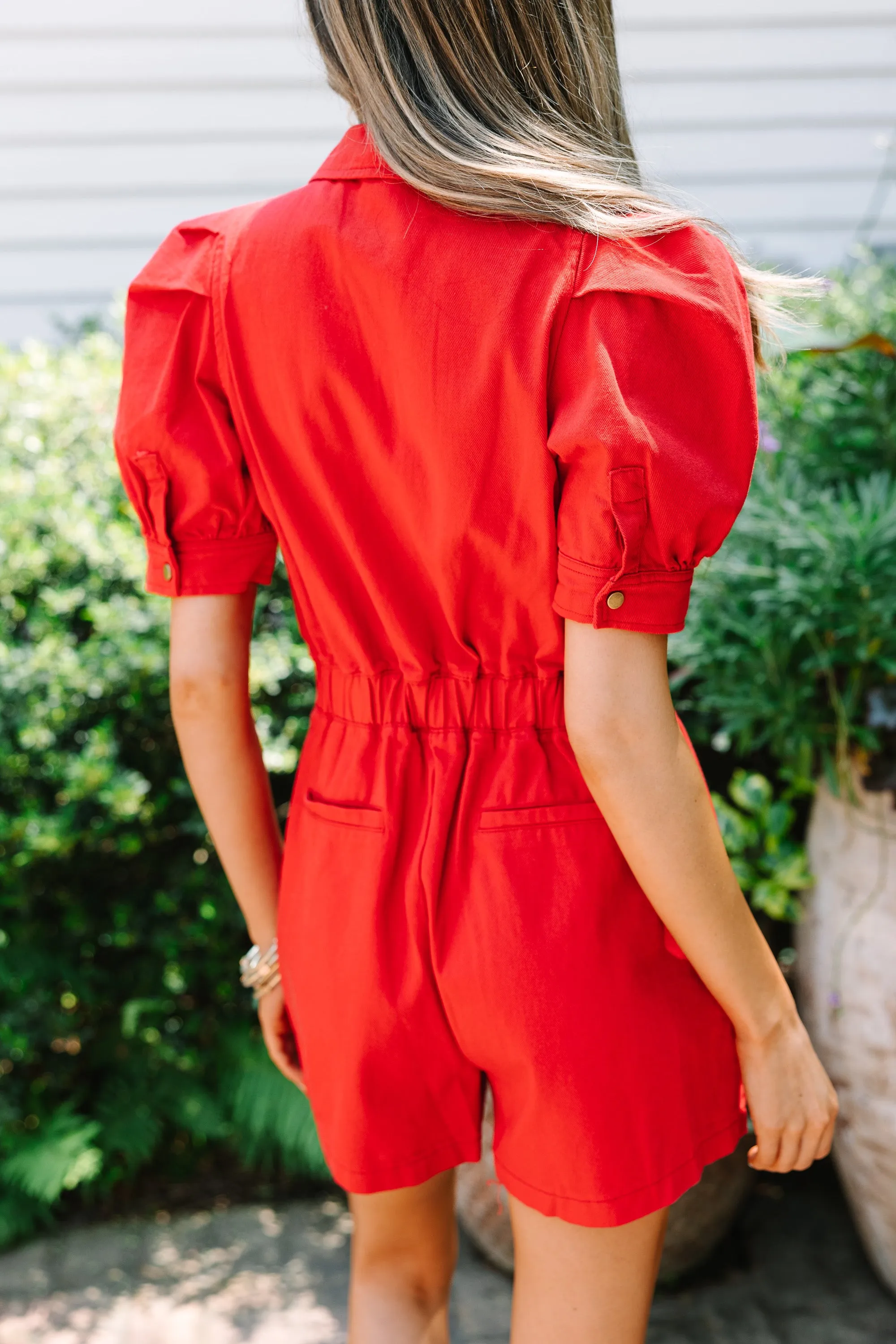 Got It All Red Cotton Romper