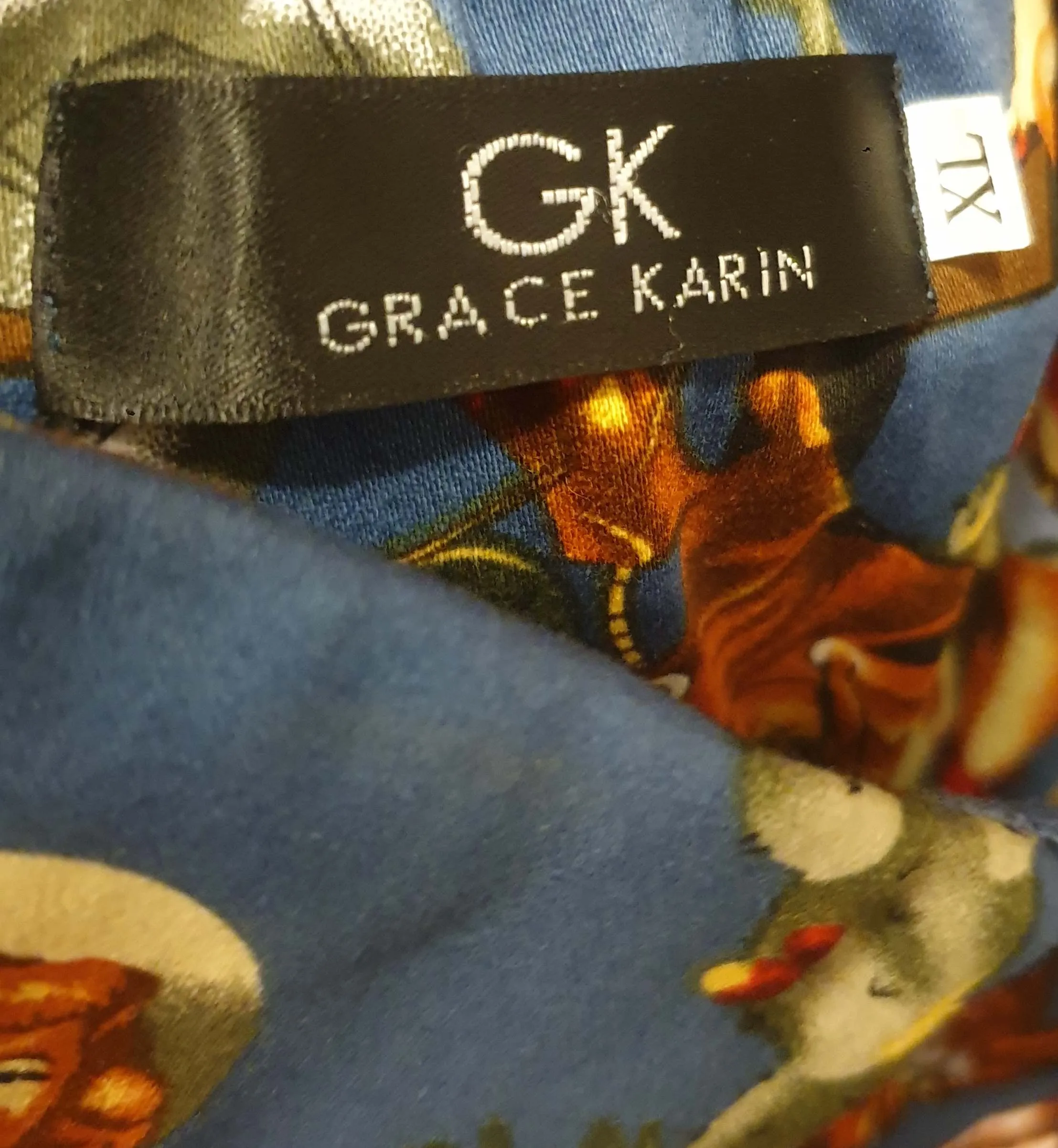 Grace Karin blue vintage cowgirl print dress size XL (tiny fit, best fits 12)