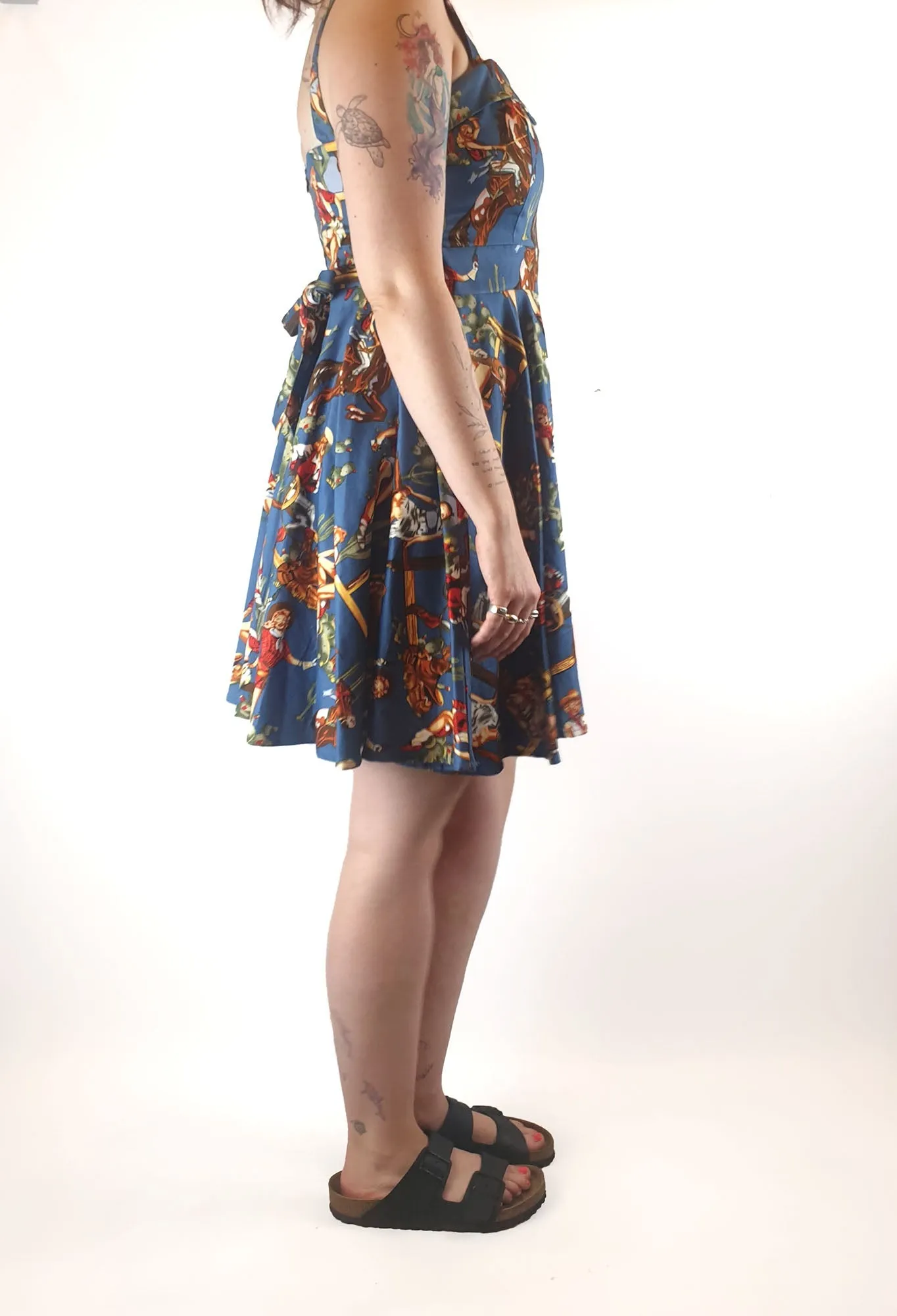 Grace Karin blue vintage cowgirl print dress size XL (tiny fit, best fits 12)