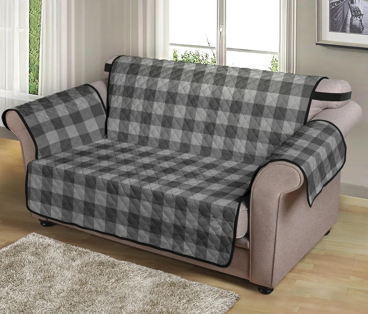 Gray Buffalo Plaid Loveseat Cover Sofa Couch Protector 54" Seat Width