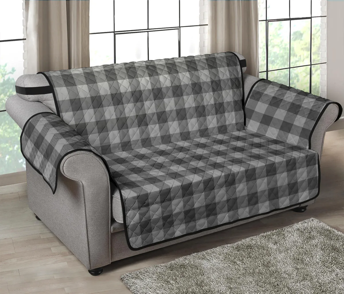 Gray Buffalo Plaid Loveseat Cover Sofa Couch Protector 54" Seat Width