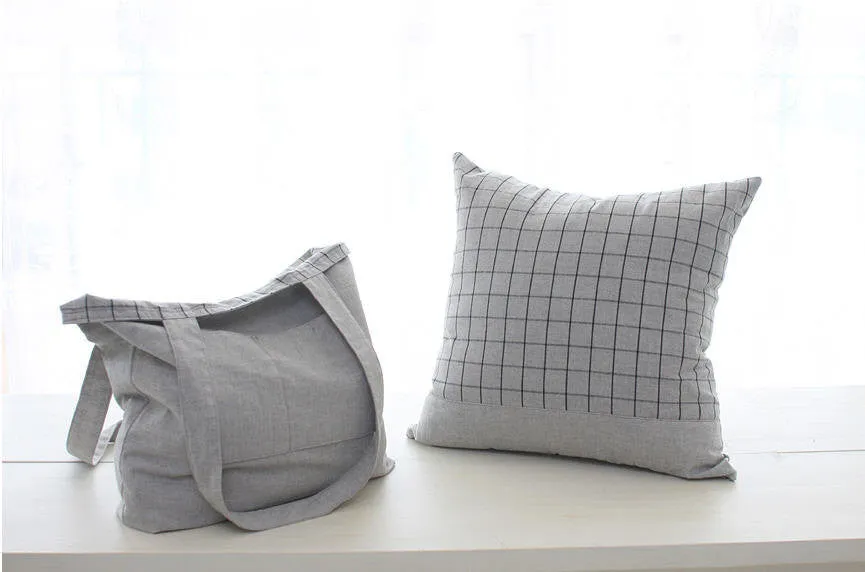 Gray Plaid Cotton Fabric, Yarn Dyed Fabric, Wide Fabric - 63 Inches Wide - Fabric By the Yard 99306
