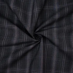 Gray-Purple-Multi Wool-Poly Plaid Woven Shirting Fabric