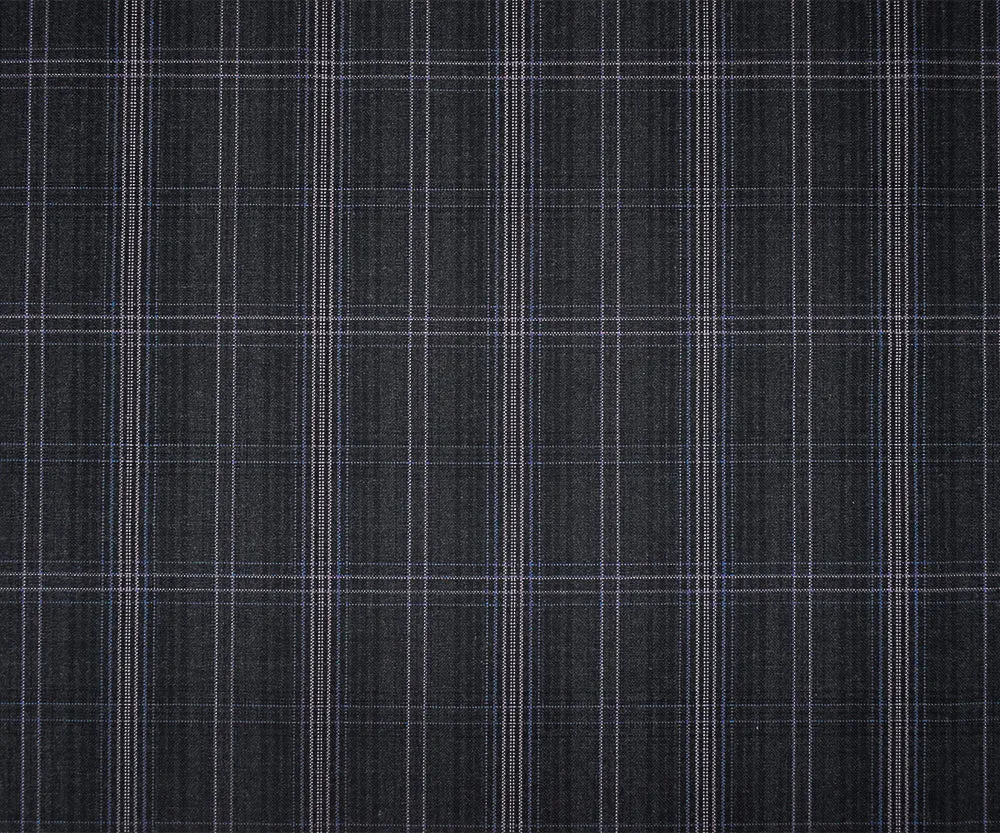 Gray-Purple-Multi Wool-Poly Plaid Woven Shirting Fabric