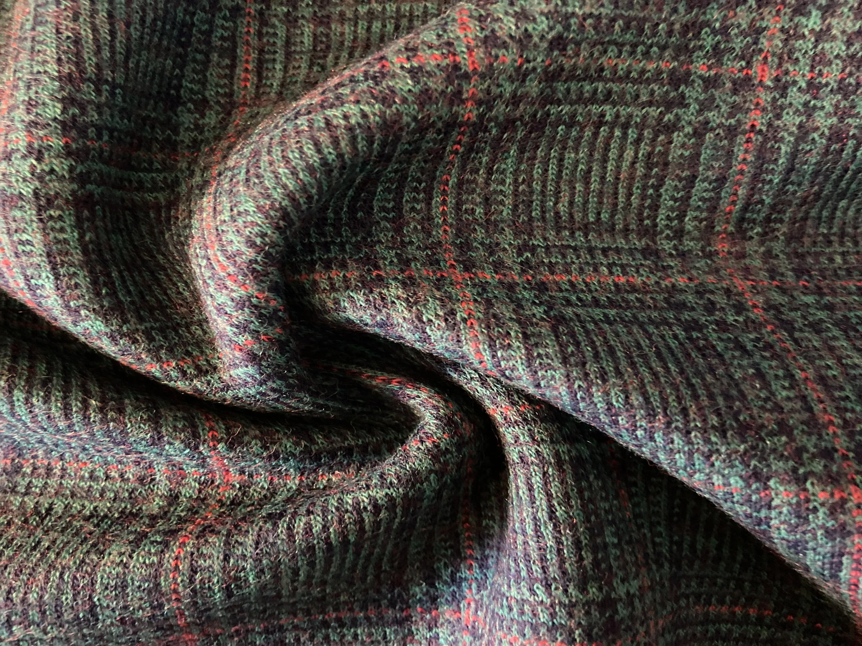 Green and Red Plaid Wool