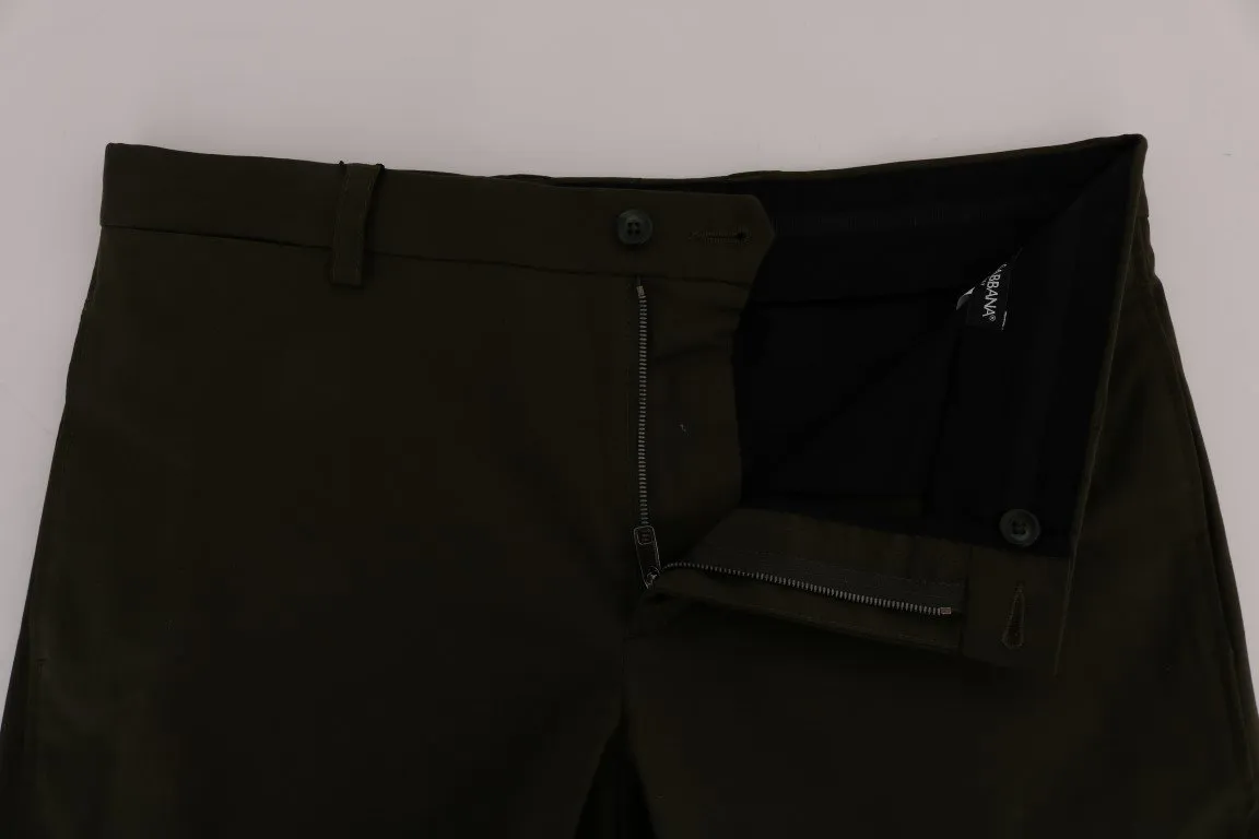 Green Cotton Stretch Capri Pants