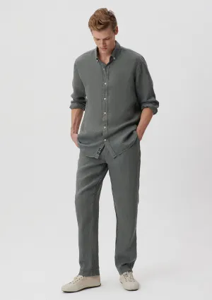 Green Linen Jogger Pants