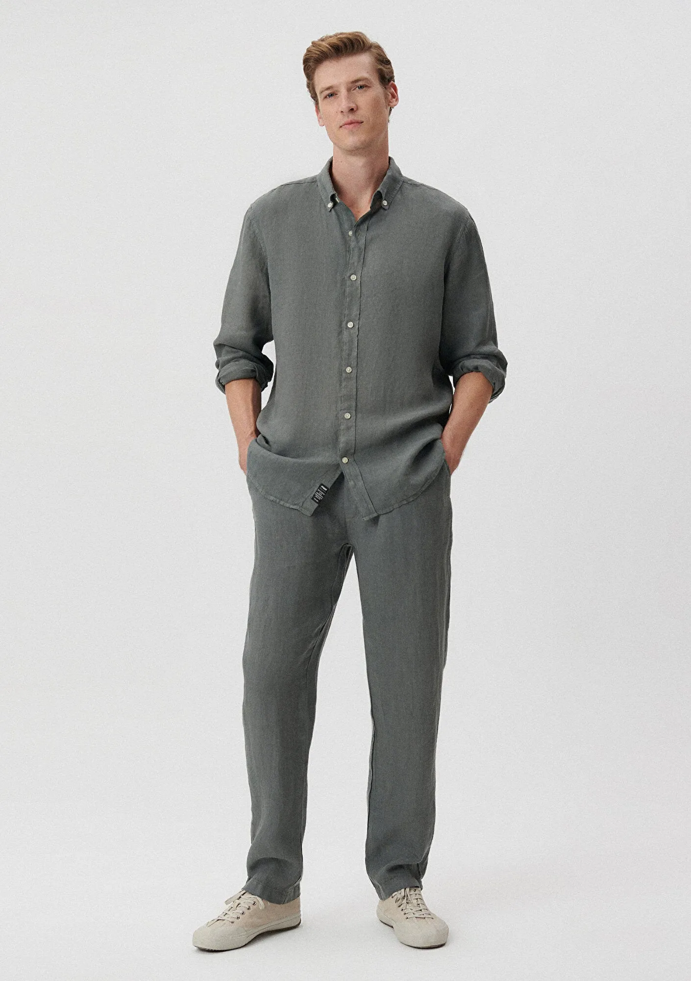 Green Linen Jogger Pants
