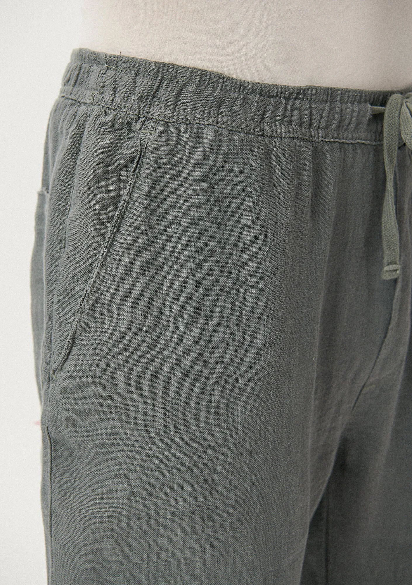 Green Linen Jogger Pants