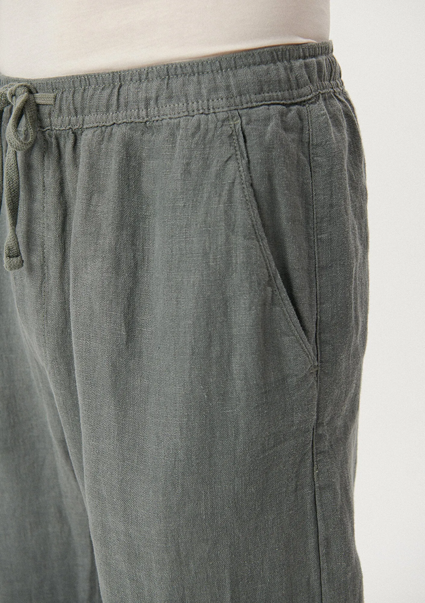 Green Linen Jogger Pants
