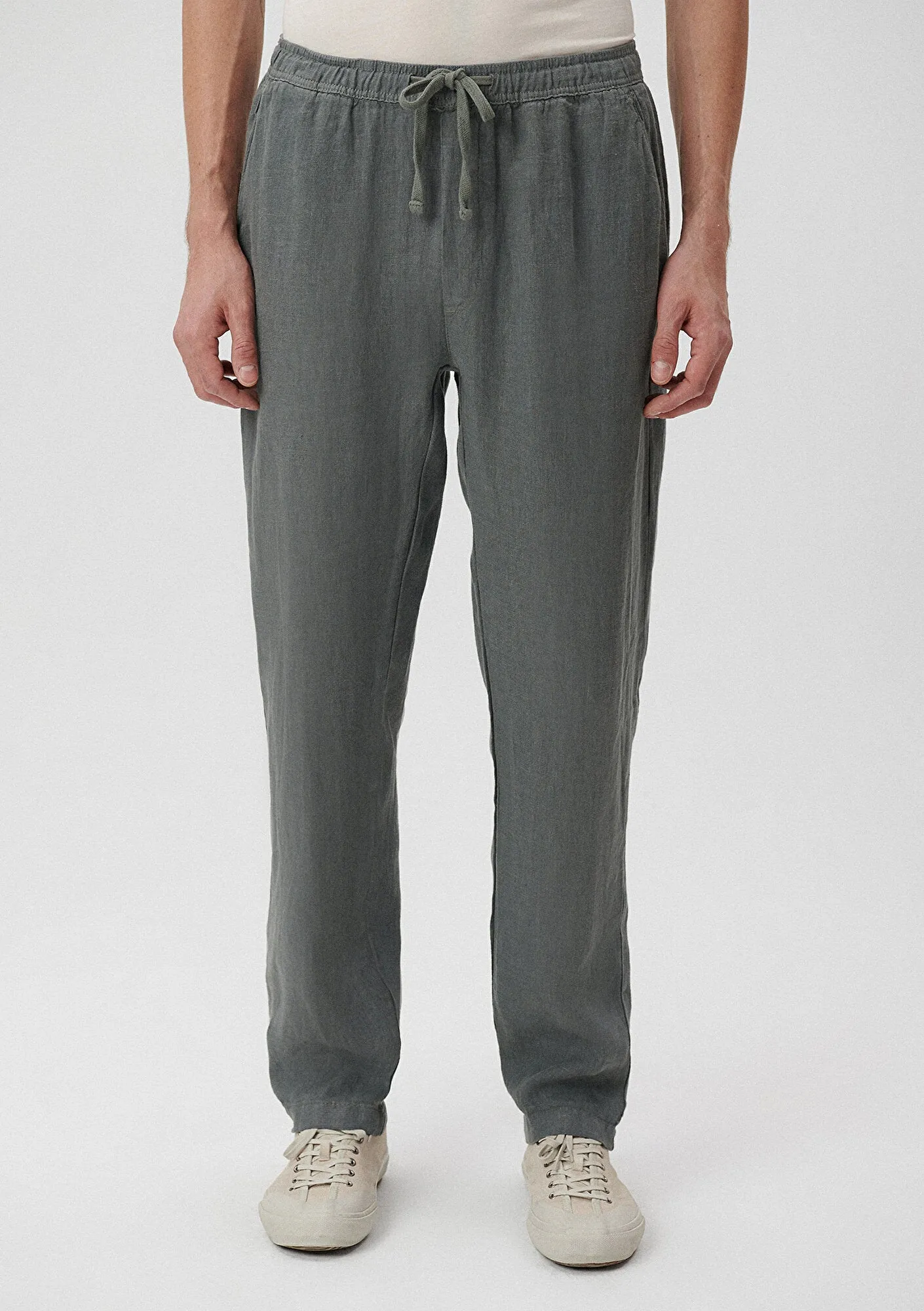 Green Linen Jogger Pants