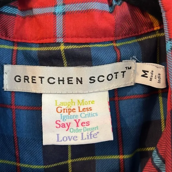 Gretchen Scott PJ SET Plaidy Cooper 💯 cotton size M