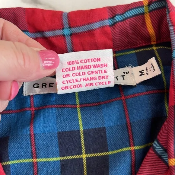 Gretchen Scott PJ SET Plaidy Cooper 💯 cotton size M