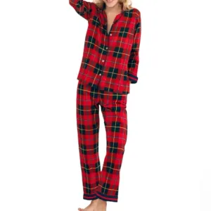 Gretchen Scott PJ SET Plaidy Cooper 💯 cotton size M