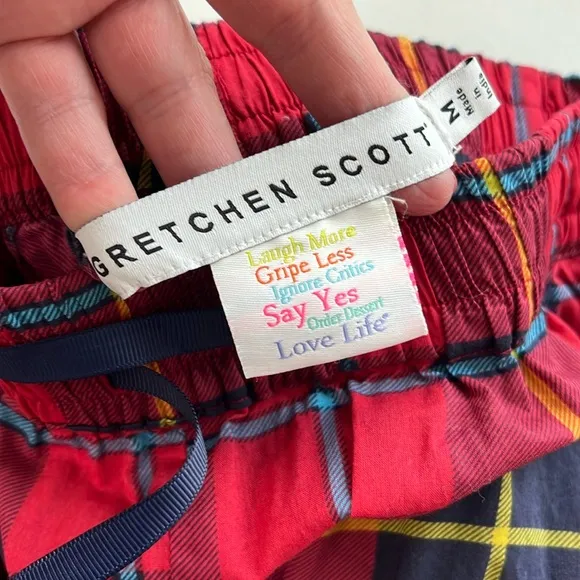 Gretchen Scott PJ SET Plaidy Cooper 💯 cotton size M