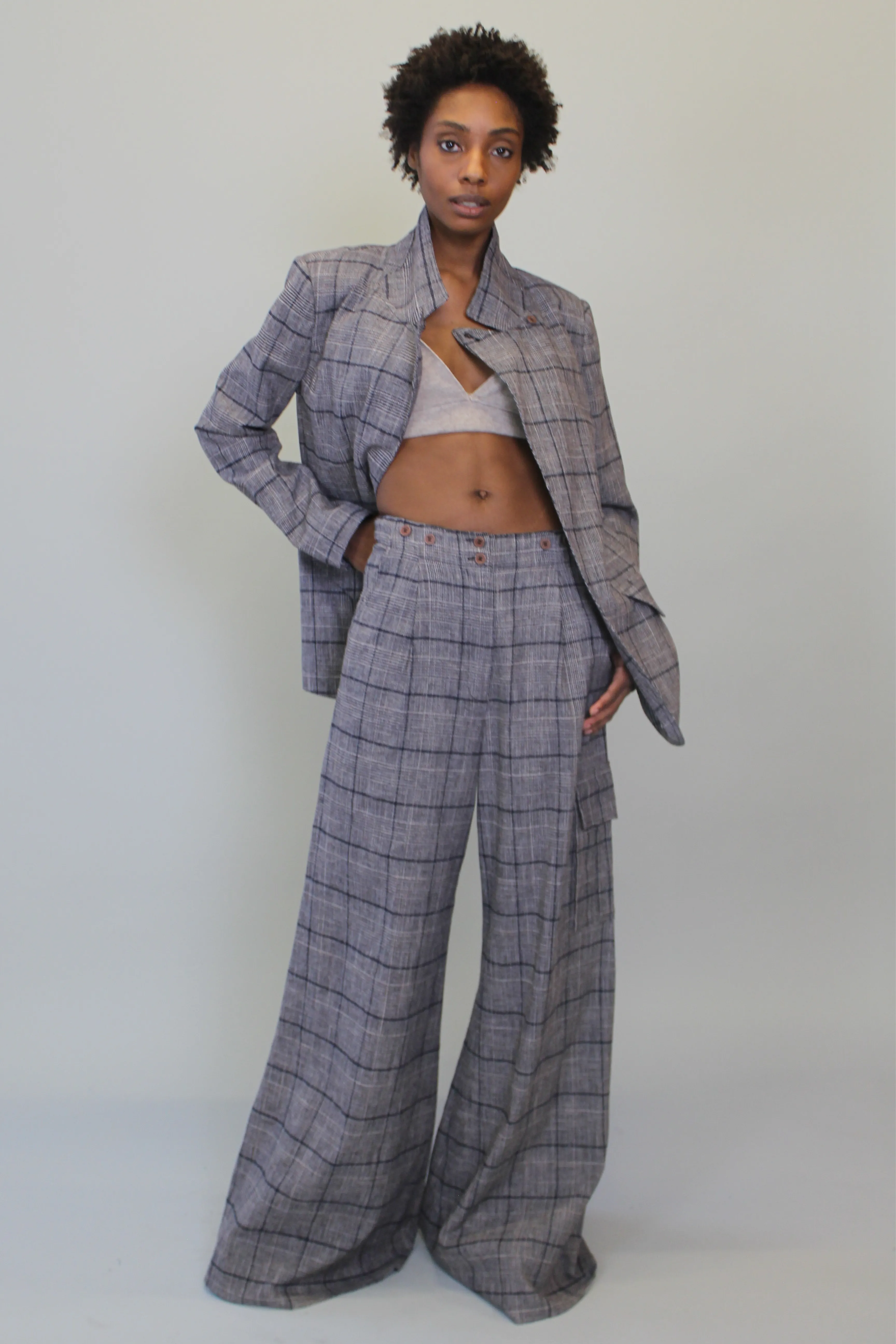 Grey Plaid Blazer