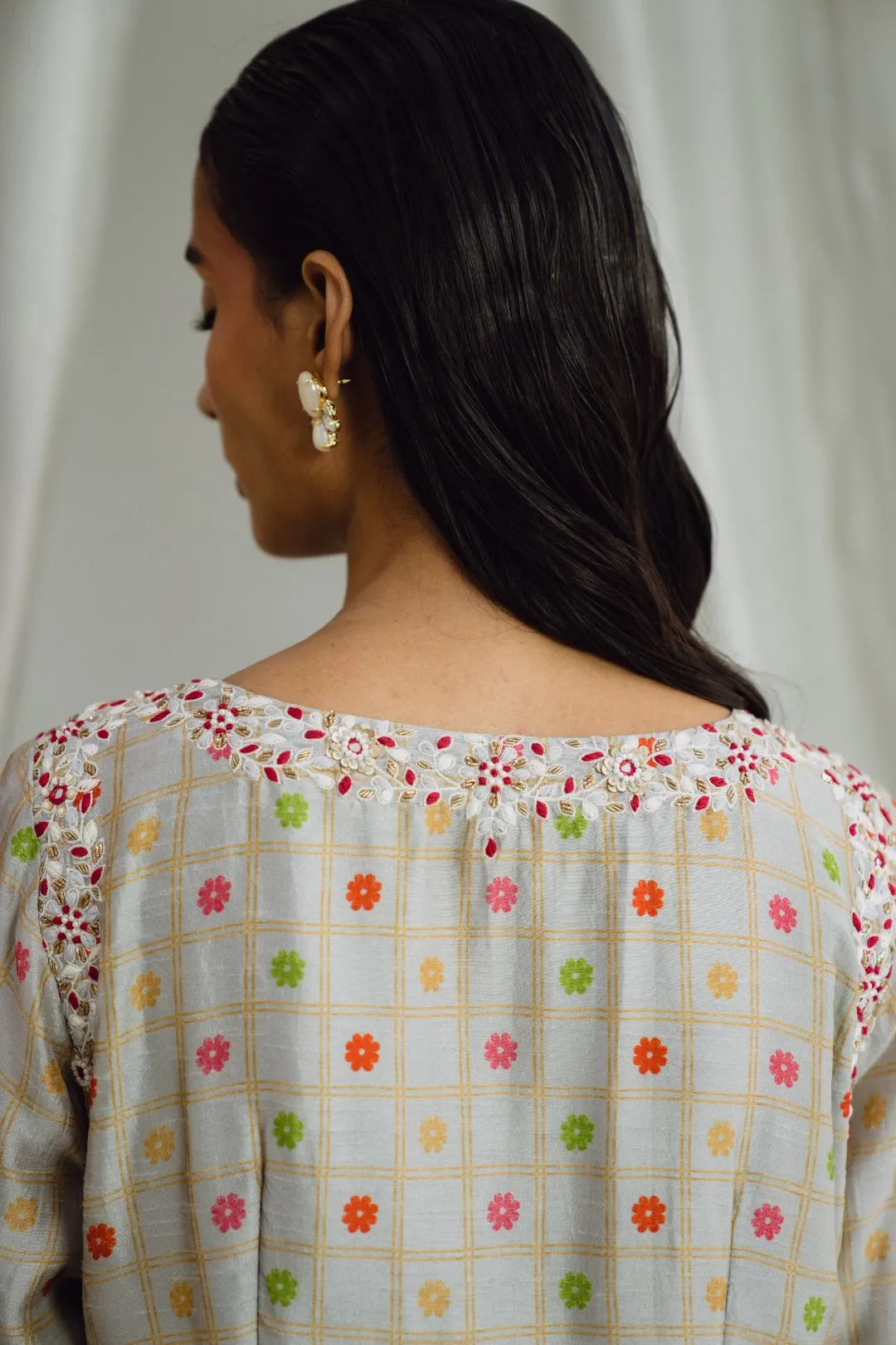 Grey Printed Kurta Set