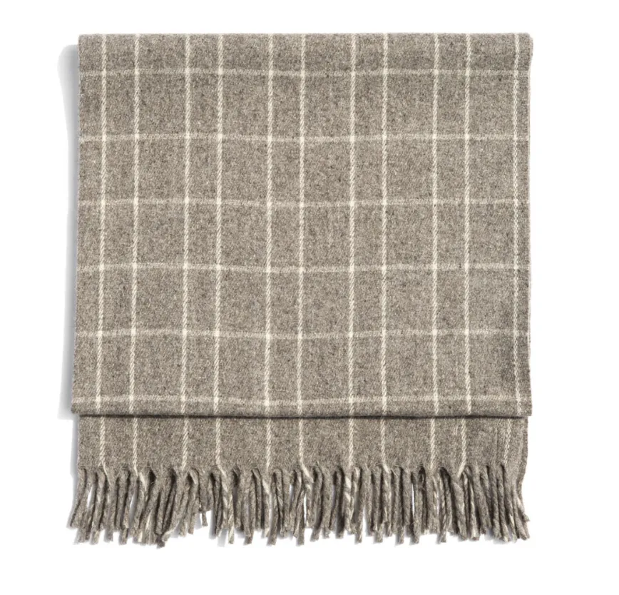 Grey/Cream Plaid Polanco Girls Blanket