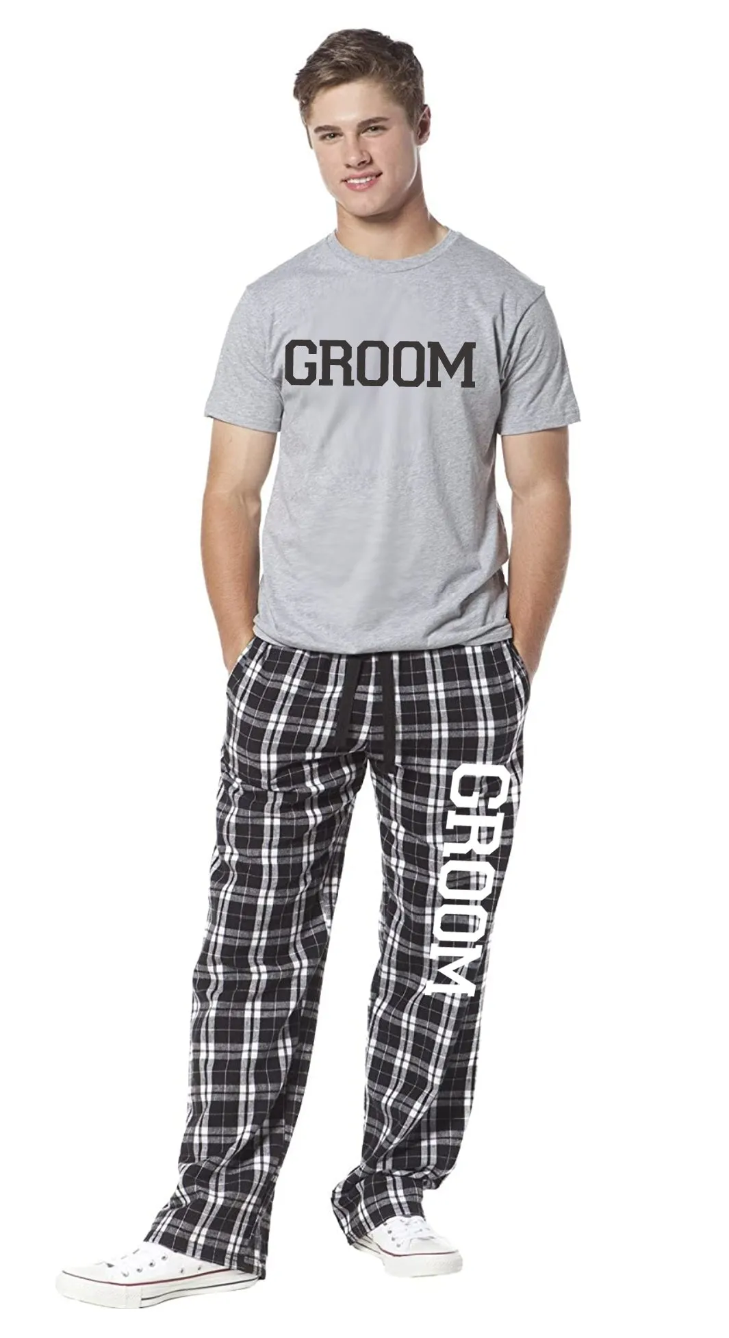 Groom Flannels - Navy and White