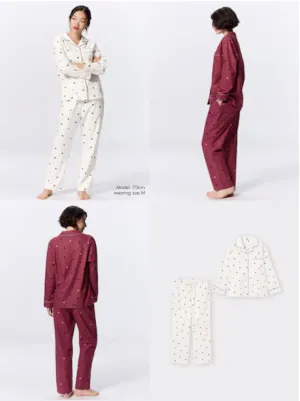 GU Flannel pajamas (long sleeves & long pants) (heart)