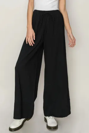 Hadley Linen Blend Drawstring Pants In Black