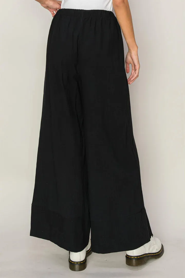 Hadley Linen Blend Drawstring Pants In Black