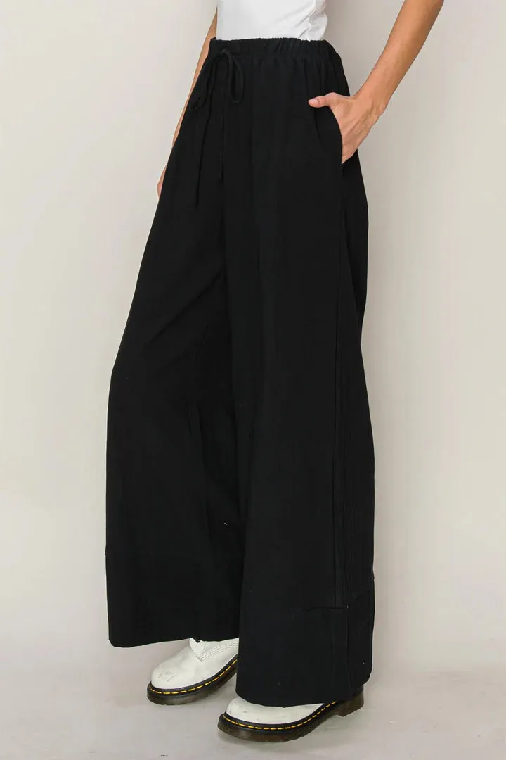 Hadley Linen Blend Drawstring Pants In Black