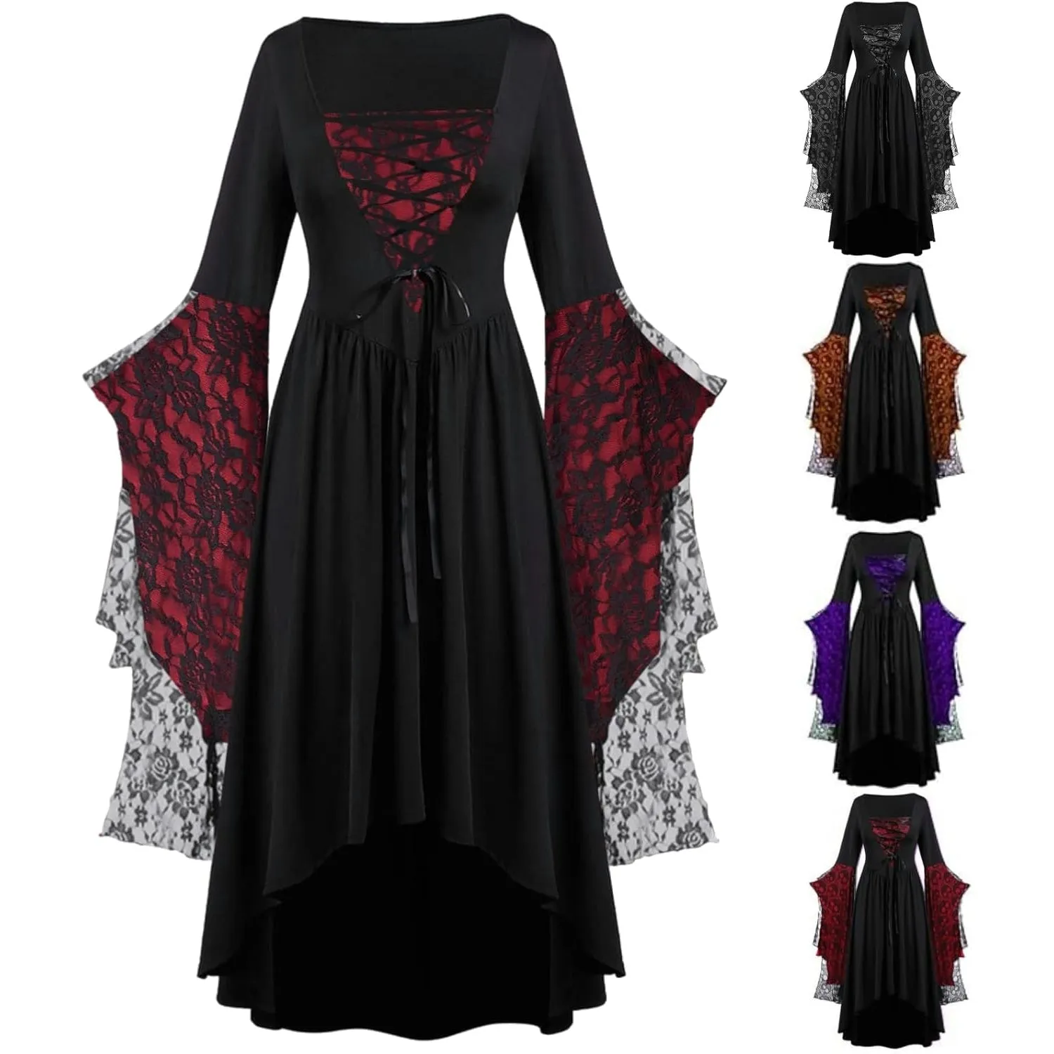 Halloween Costumes Woman 2024 Lace Plus Size Renaissance Dress Halloween Adult Ball Gown Dresses Corset Gothic Clothes