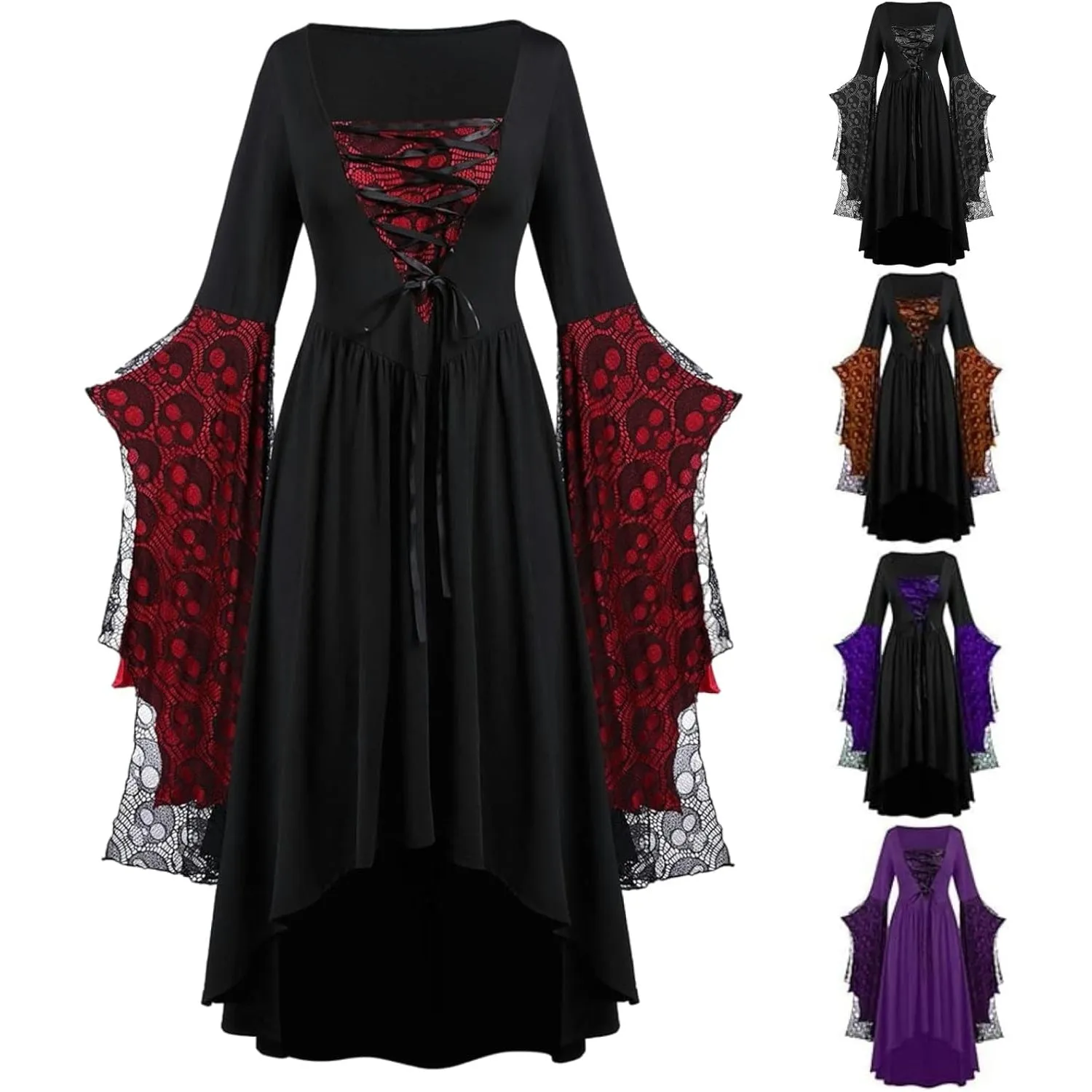Halloween Costumes Woman 2024 Lace Plus Size Renaissance Dress Halloween Adult Ball Gown Dresses Corset Gothic Clothes