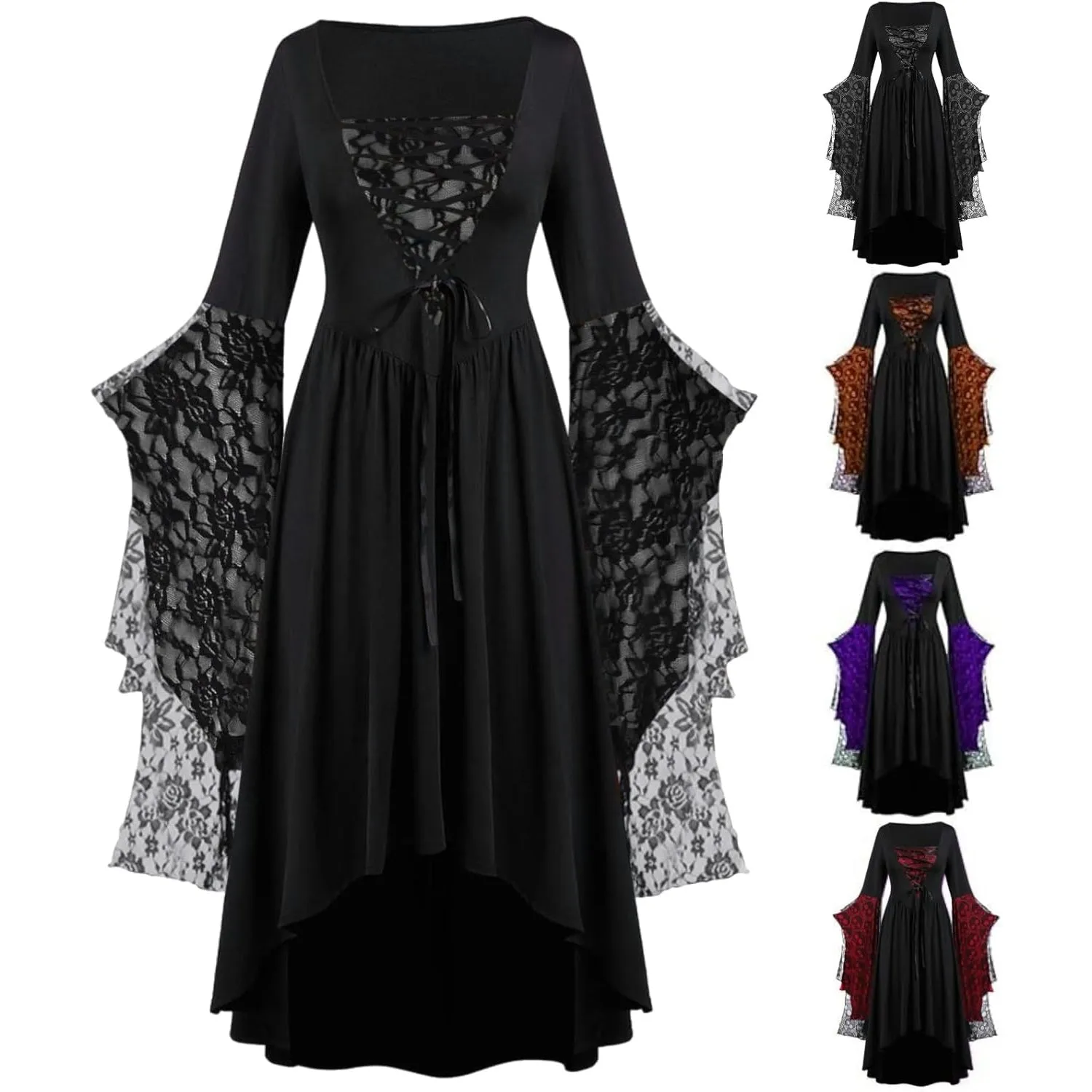 Halloween Costumes Woman 2024 Lace Plus Size Renaissance Dress Halloween Adult Ball Gown Dresses Corset Gothic Clothes