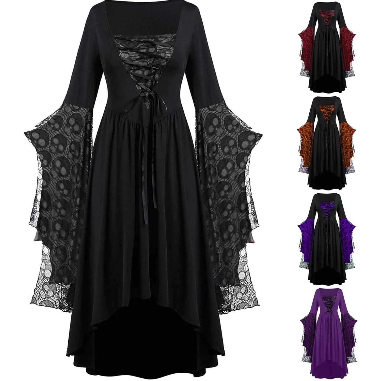 Halloween Costumes Woman 2024 Lace Plus Size Renaissance Dress Halloween Adult Ball Gown Dresses Corset Gothic Clothes