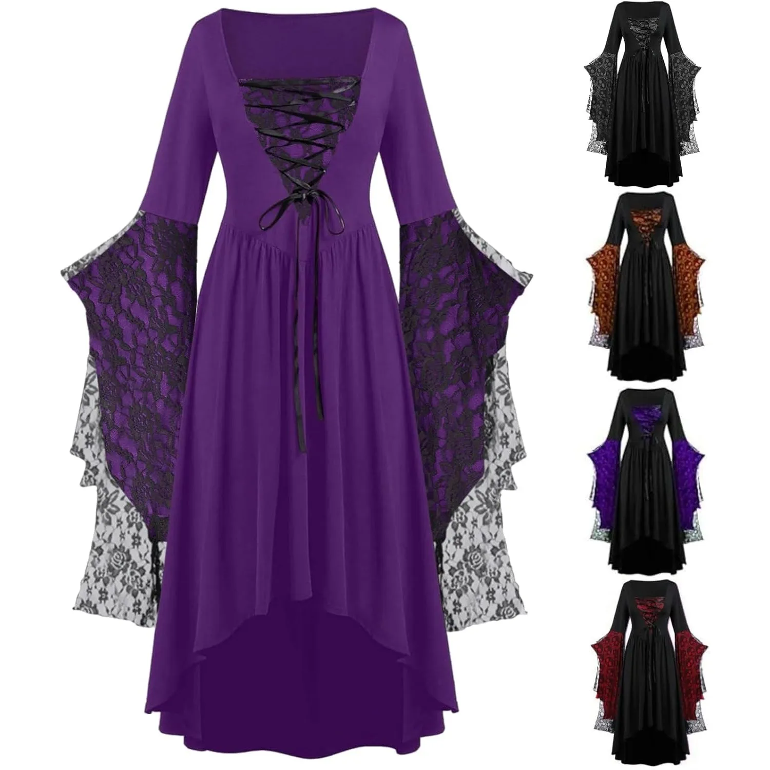 Halloween Costumes Woman 2024 Lace Plus Size Renaissance Dress Halloween Adult Ball Gown Dresses Corset Gothic Clothes