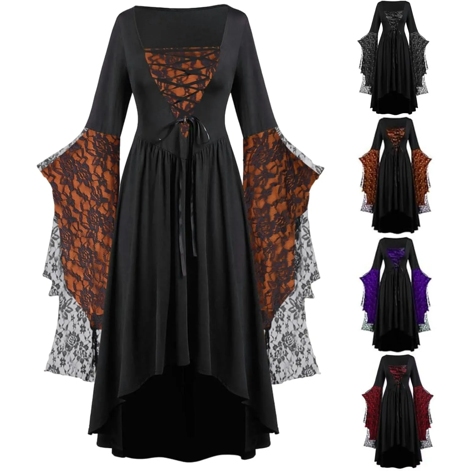 Halloween Costumes Woman 2024 Lace Plus Size Renaissance Dress Halloween Adult Ball Gown Dresses Corset Gothic Clothes