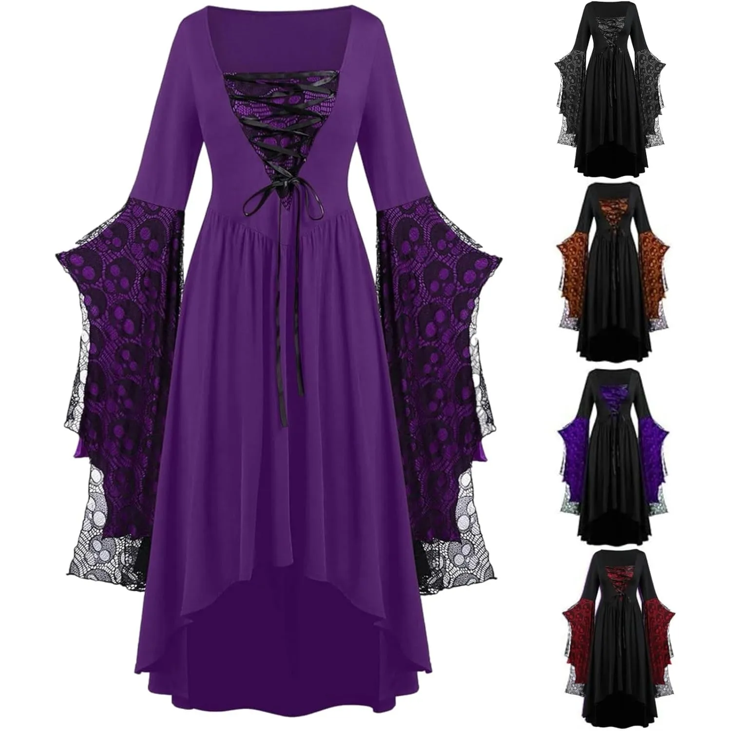 Halloween Costumes Woman 2024 Lace Plus Size Renaissance Dress Halloween Adult Ball Gown Dresses Corset Gothic Clothes
