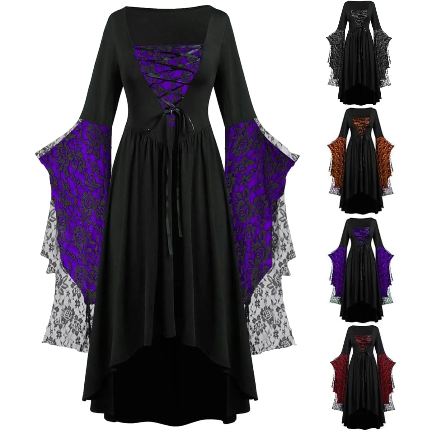 Halloween Costumes Woman 2024 Lace Plus Size Renaissance Dress Halloween Adult Ball Gown Dresses Corset Gothic Clothes