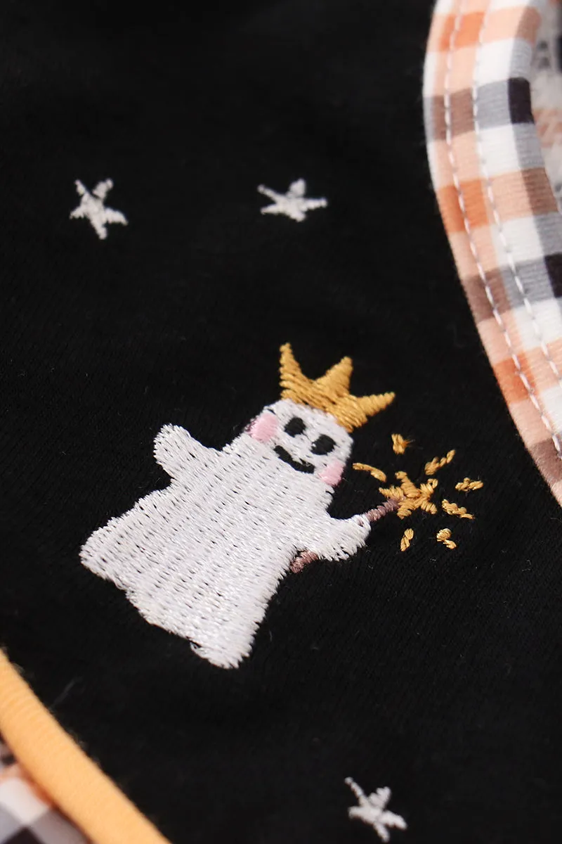 Halloween Ghost Embroidery Plaid Girl Set