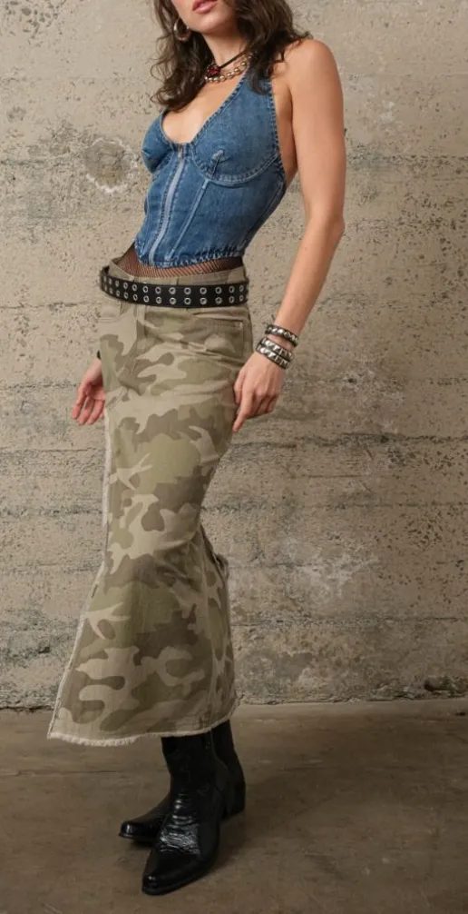 Halter Denim Corset Top
