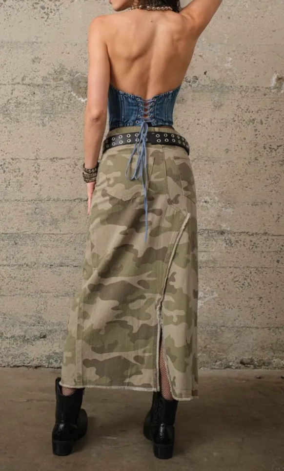 Halter Denim Corset Top