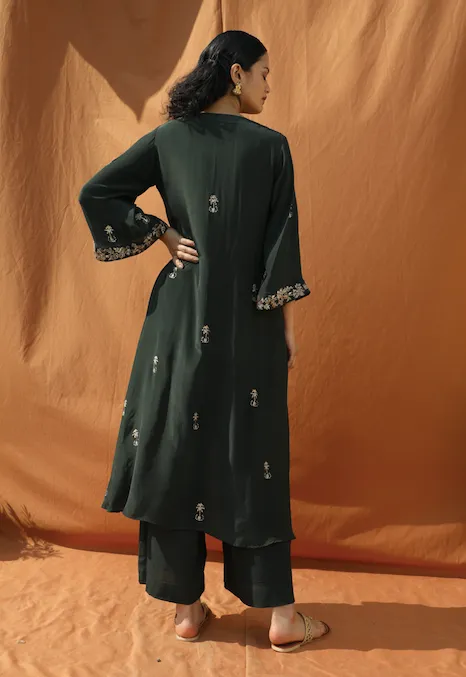 Hand Embroidered & Printed Kaftan top and Pants Set