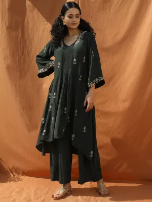 Hand Embroidered & Printed Kaftan top and Pants Set